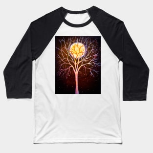 Full moon tree and light bugs Baseball T-Shirt